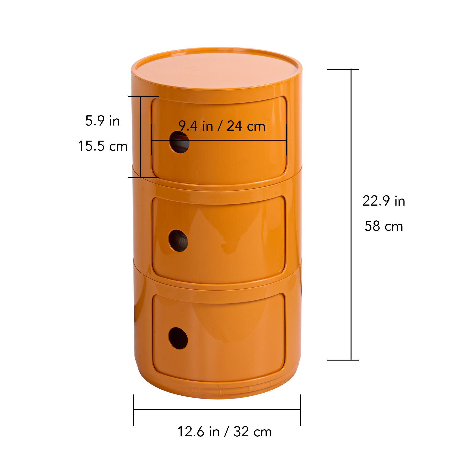 5.9 in / 15.5 cm  
9.4 in / 24 cm  
22.9 in / 58 cm  
12.6 in / 32 cm