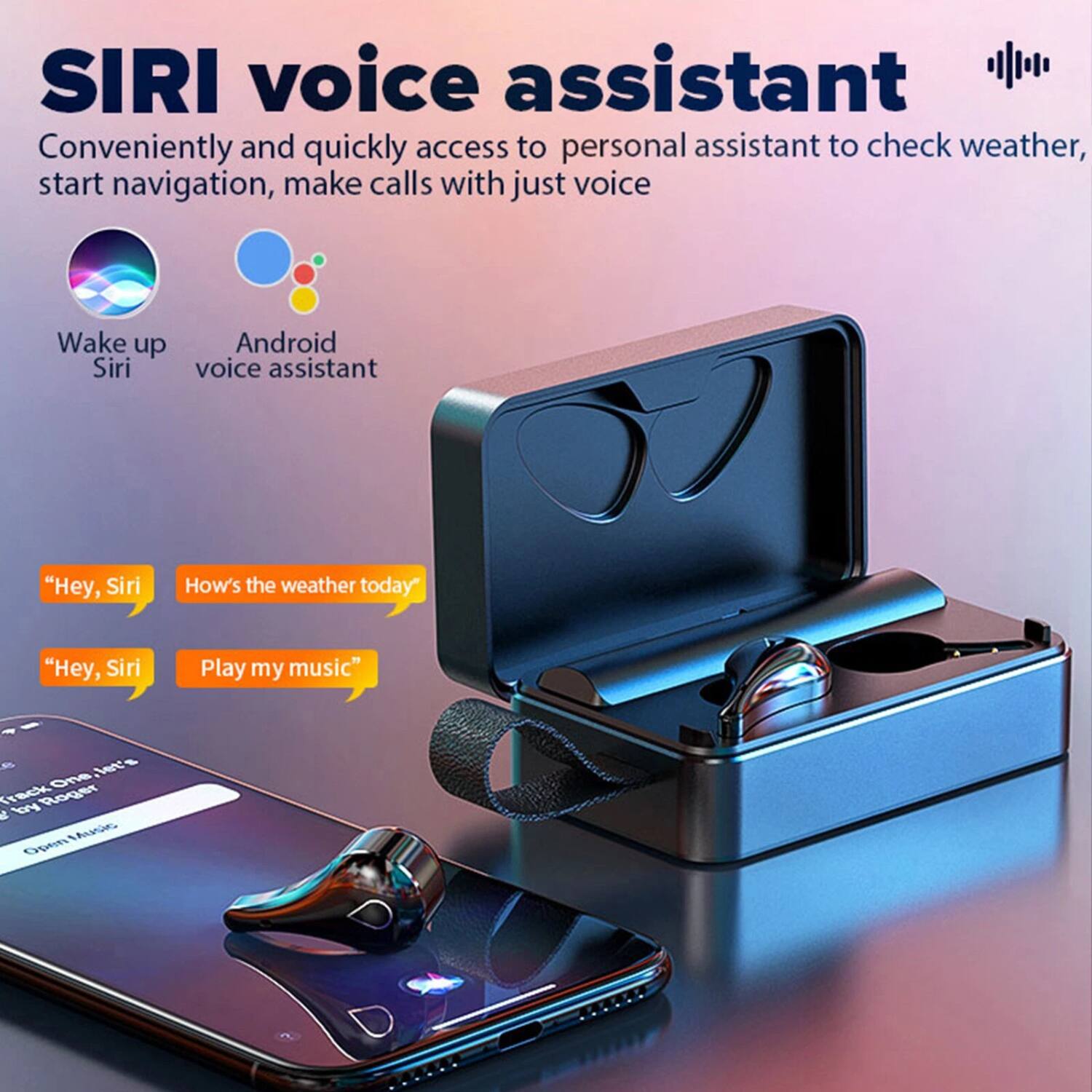 **SIRI voice assistant**

Conveniently and quickly access to personal assistant to check weather, start navigation, make calls with just voice

- Wake up Siri
- Android voice assistant

"Hey, Siri  
How's the weather today?"

"Hey, Siri  
Play my music"

A track by Roger  
Open Music