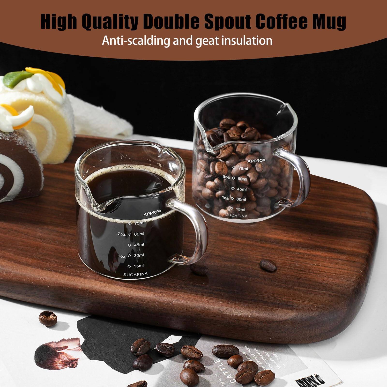 Dapper Styles Espresso Cups Set Of 2 Shot Glass With Handle Double ...
