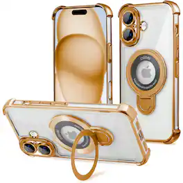 Entronix - Magnetic Case for iPhone 17 - Clear Back with Luxury Glossy Finish - Gold