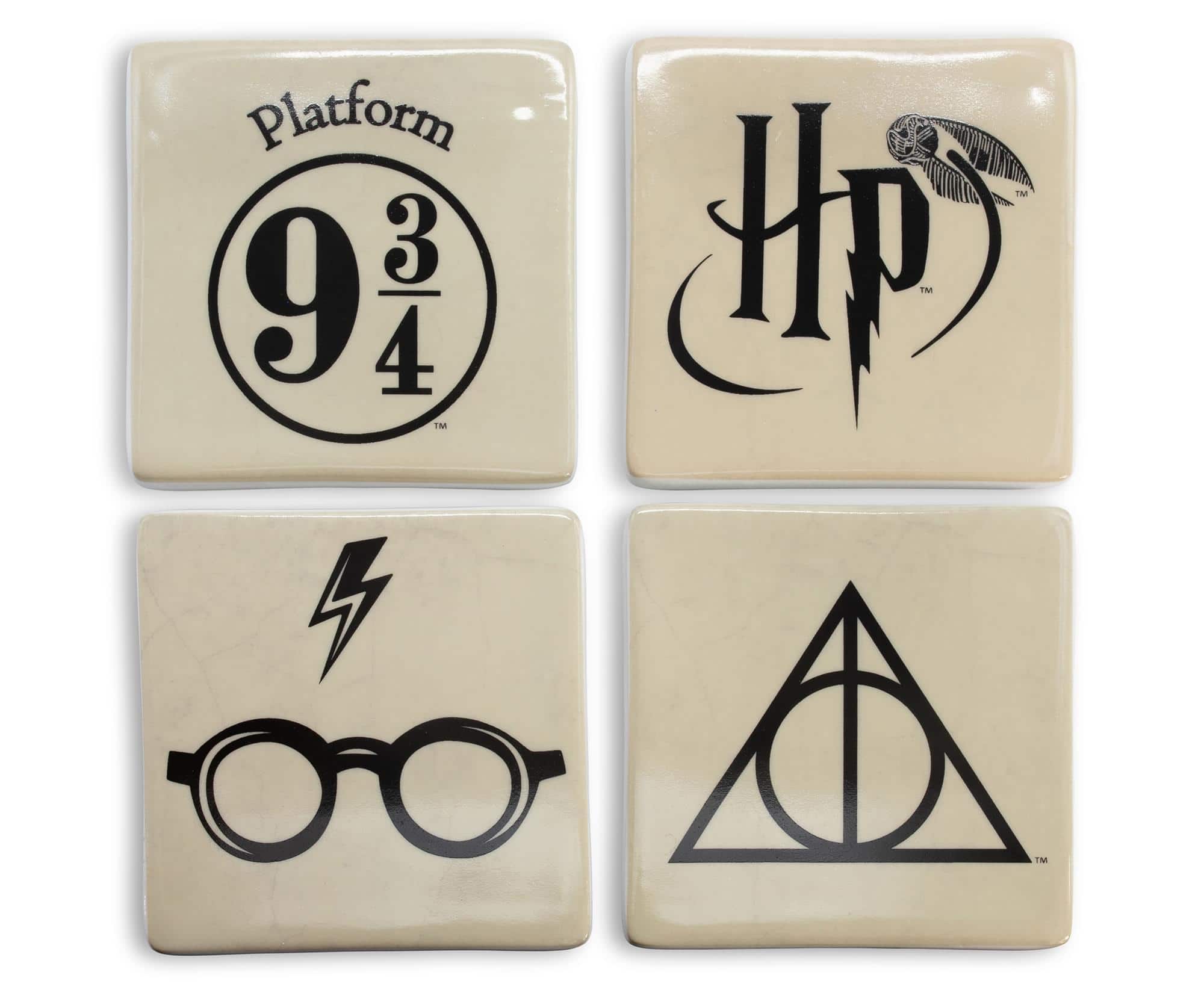 Harry Potter - Icons Ceramic Square Drink Coasters | Set of 4 - White