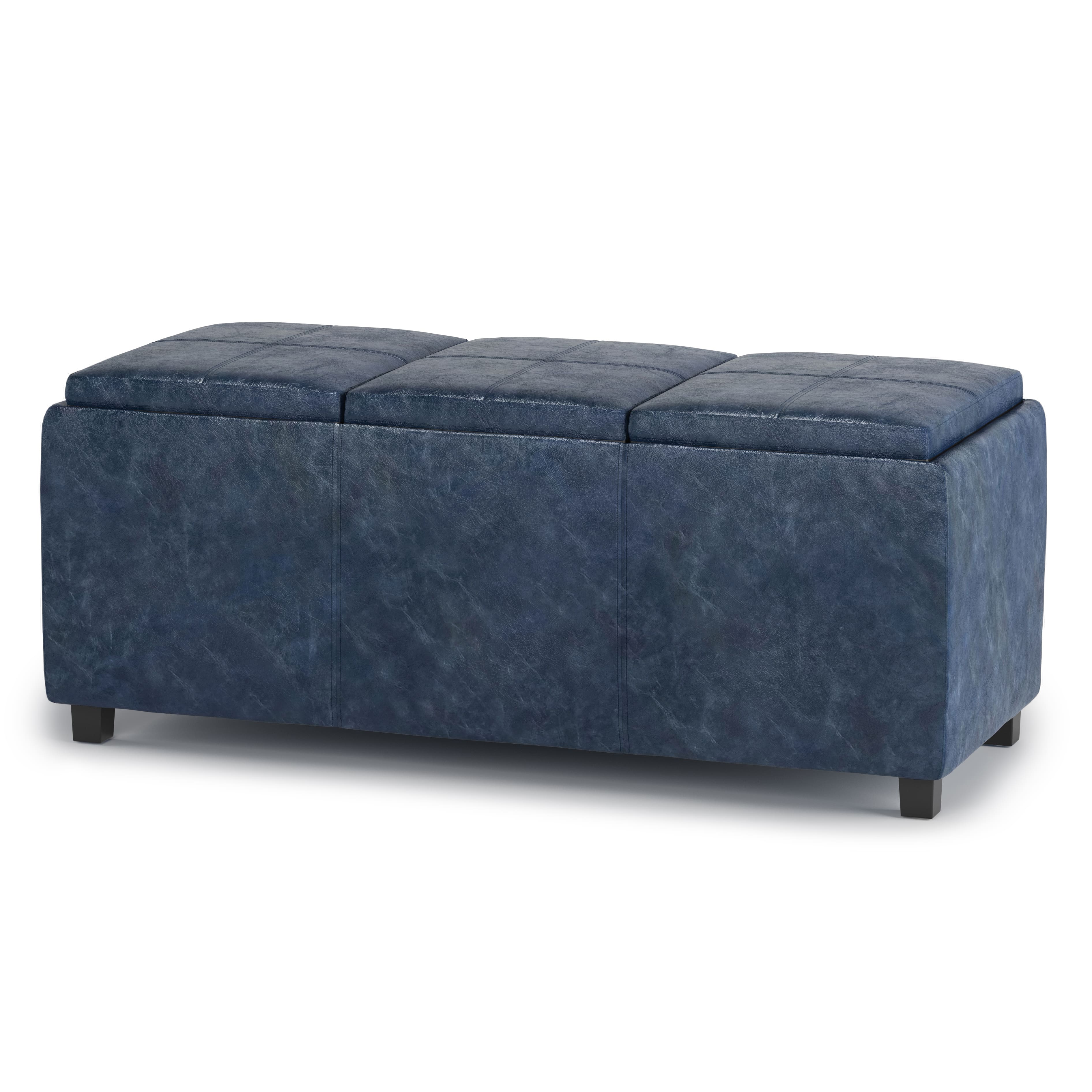 Angle. Simpli Home - Avalon Storage Ottoman - Denim Blue.