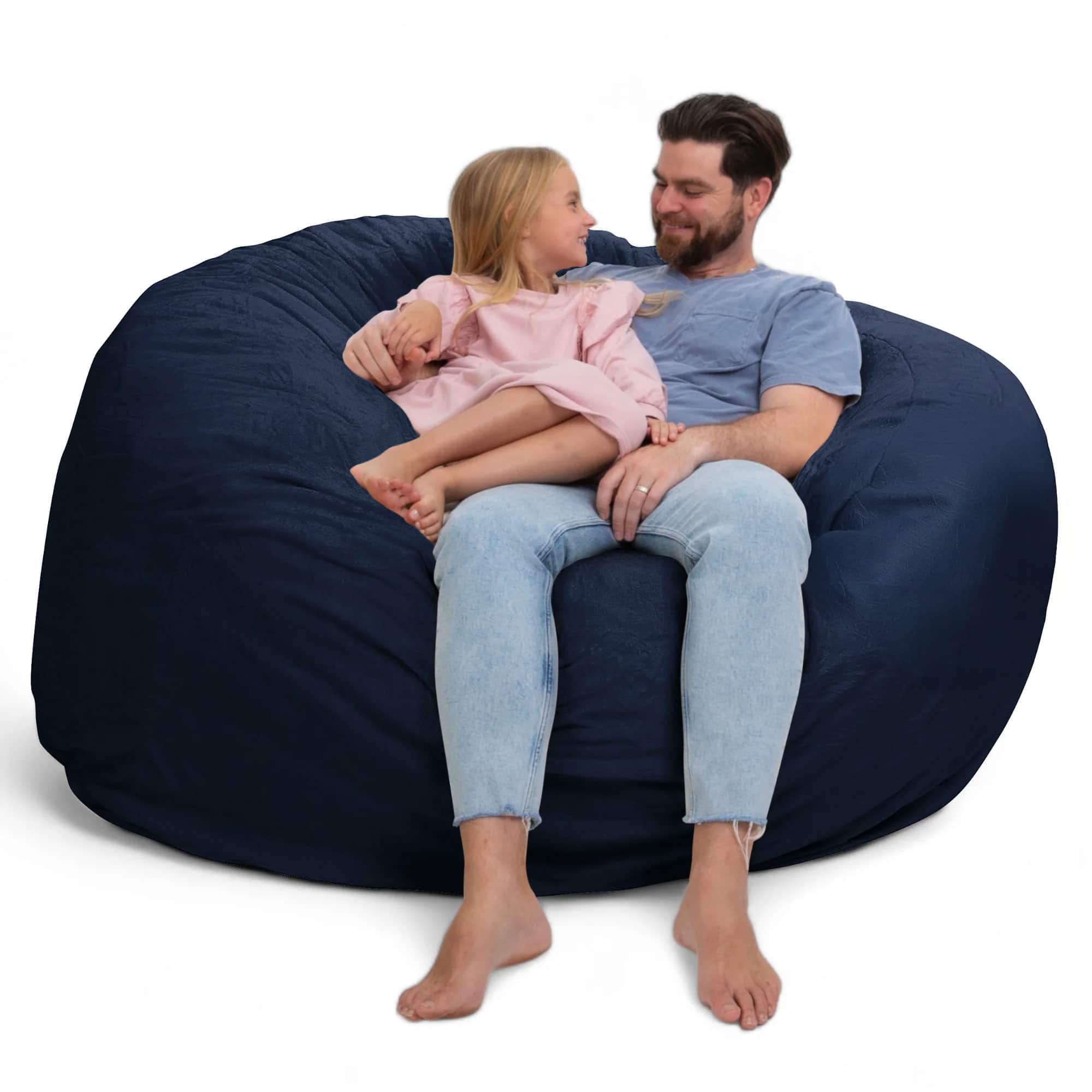 Ultimate Sack - 6ft Bean Bag Chair, Oversized Indoor Comfy Lounger, Fur - Navy