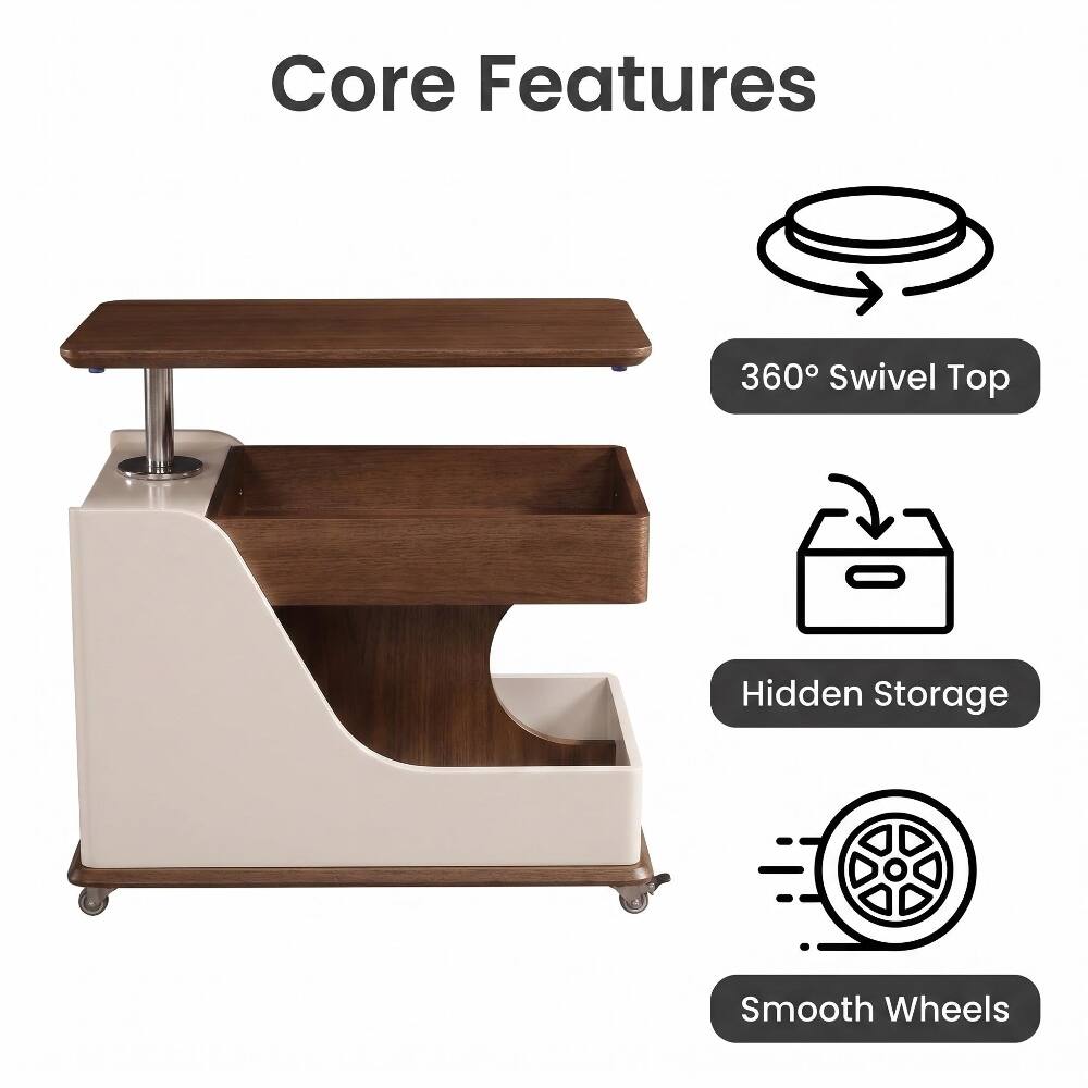 Core Features
- 360° Swivel Top
- Hidden Storage
- Smooth Wheels