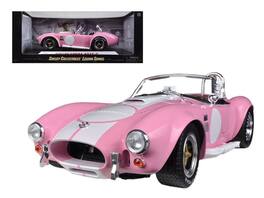 Shelby Collectibles - 1965 Shelby Cobra 427 S/C Stripes with Printed Carroll Shelby Signature's on the Trunk 1/18 - Pink with White