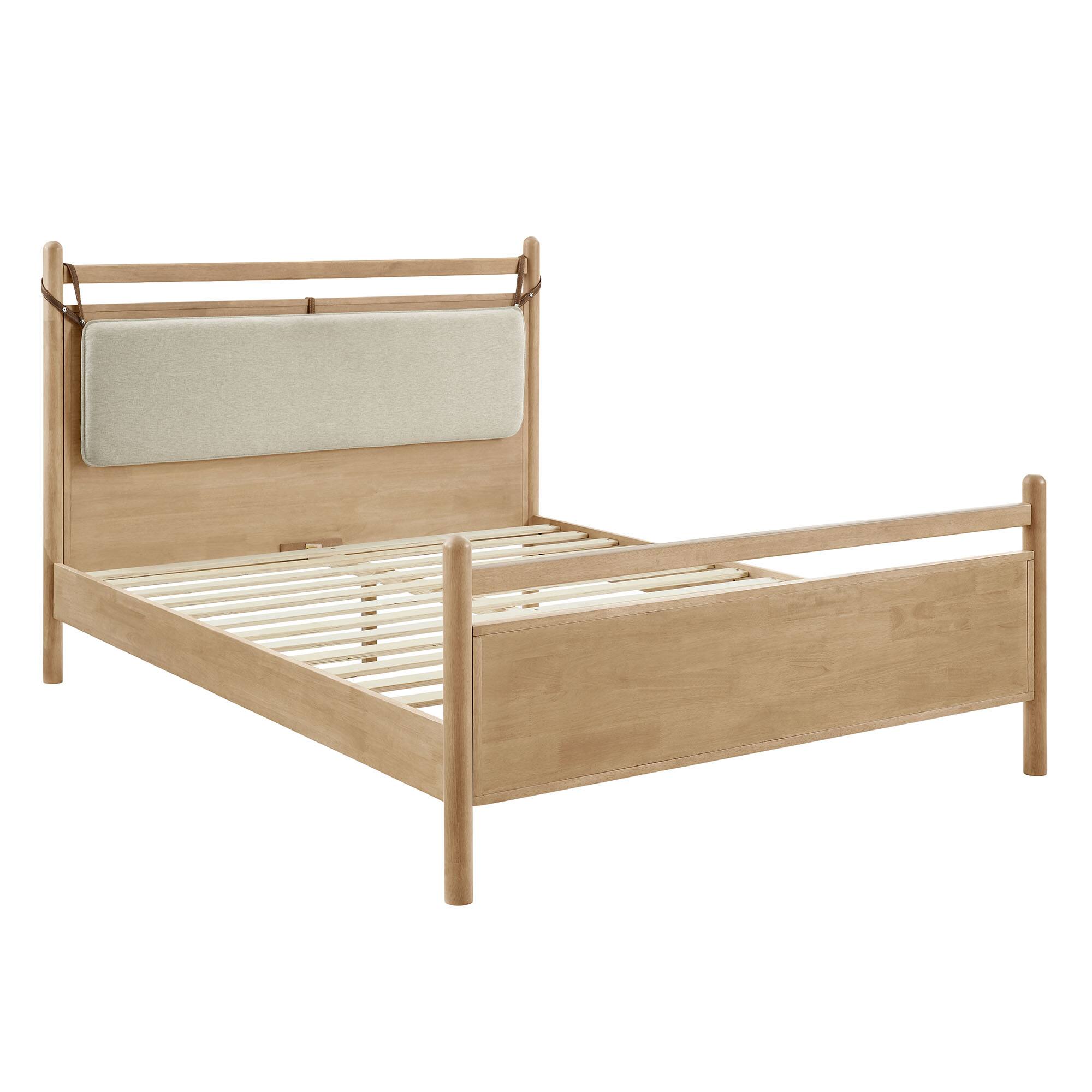 Alt View 2. Modway - Leni Wood Platform Bed Frame by Modway - Light Oak Heathered Ivory.