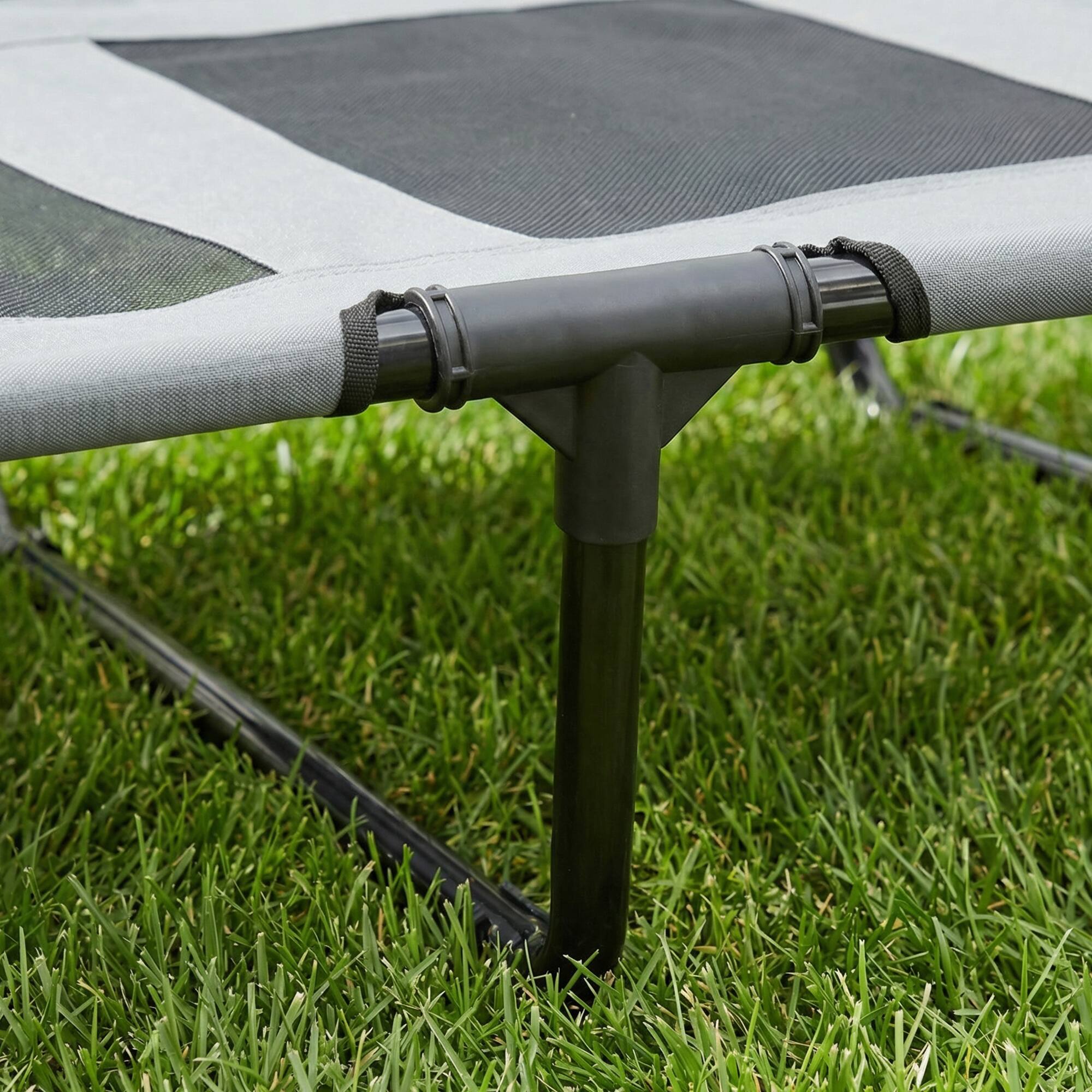 Alt View 7. Pawhut - 48" x 36" Elevated Portable Dog Cot Cooling Pet Bed with UV Protection Canopy - Grey.