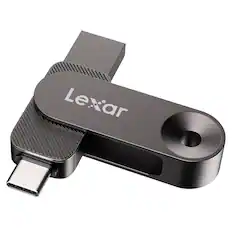 Front. Lexar - JumpDrive D500 USB 3.2 Gen 1 Solid-State Dual Drive with USB-C and USB-A Connectors 512 GB - Titanium.