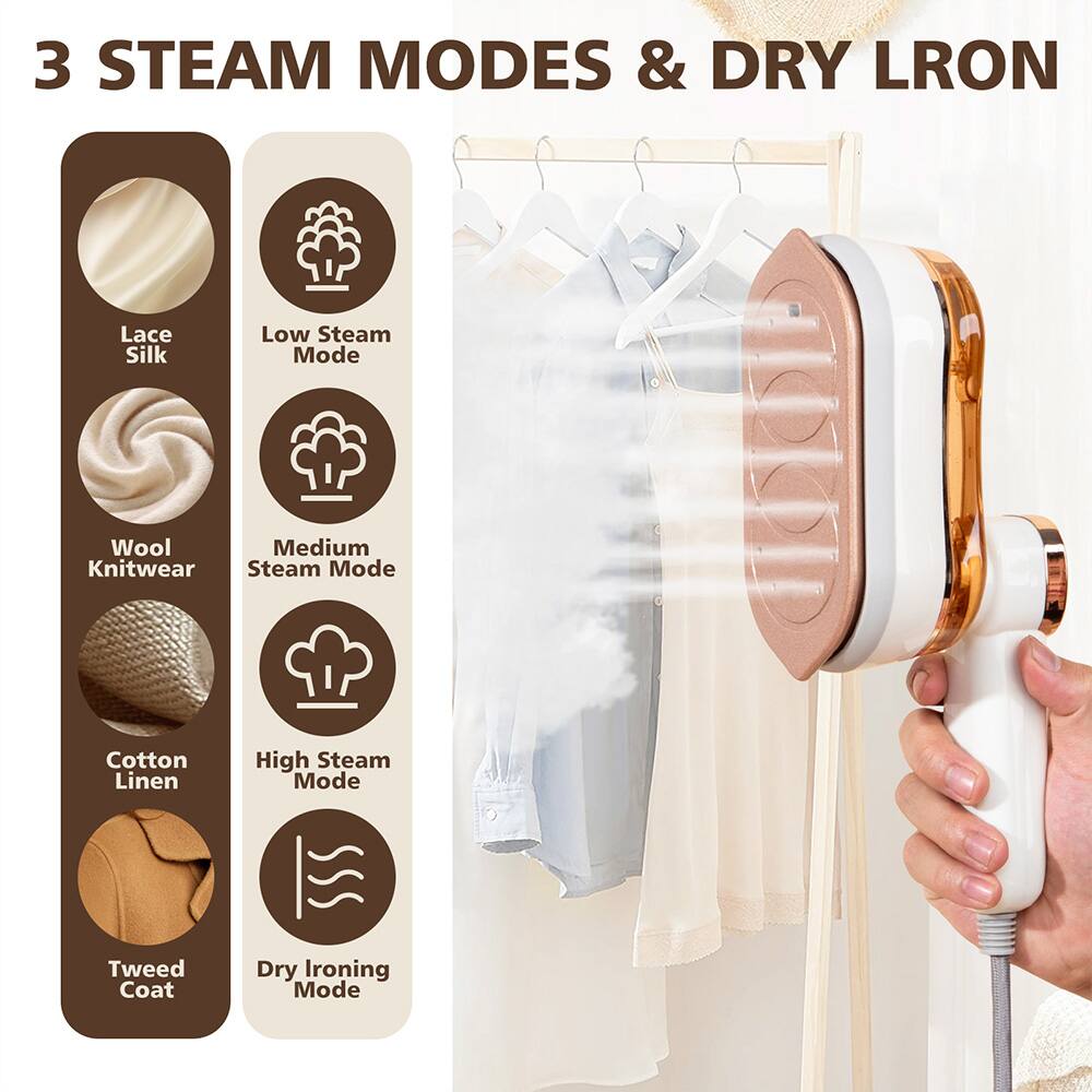 3 STEAM MODES & DRY IRON

- Lace Silk
- Low Steam Mode
- Wool Knitwear
- Medium Steam Mode
- Cotton Linen
- High Steam Mode
- Tweed Coat
- Dry Ironing Mode