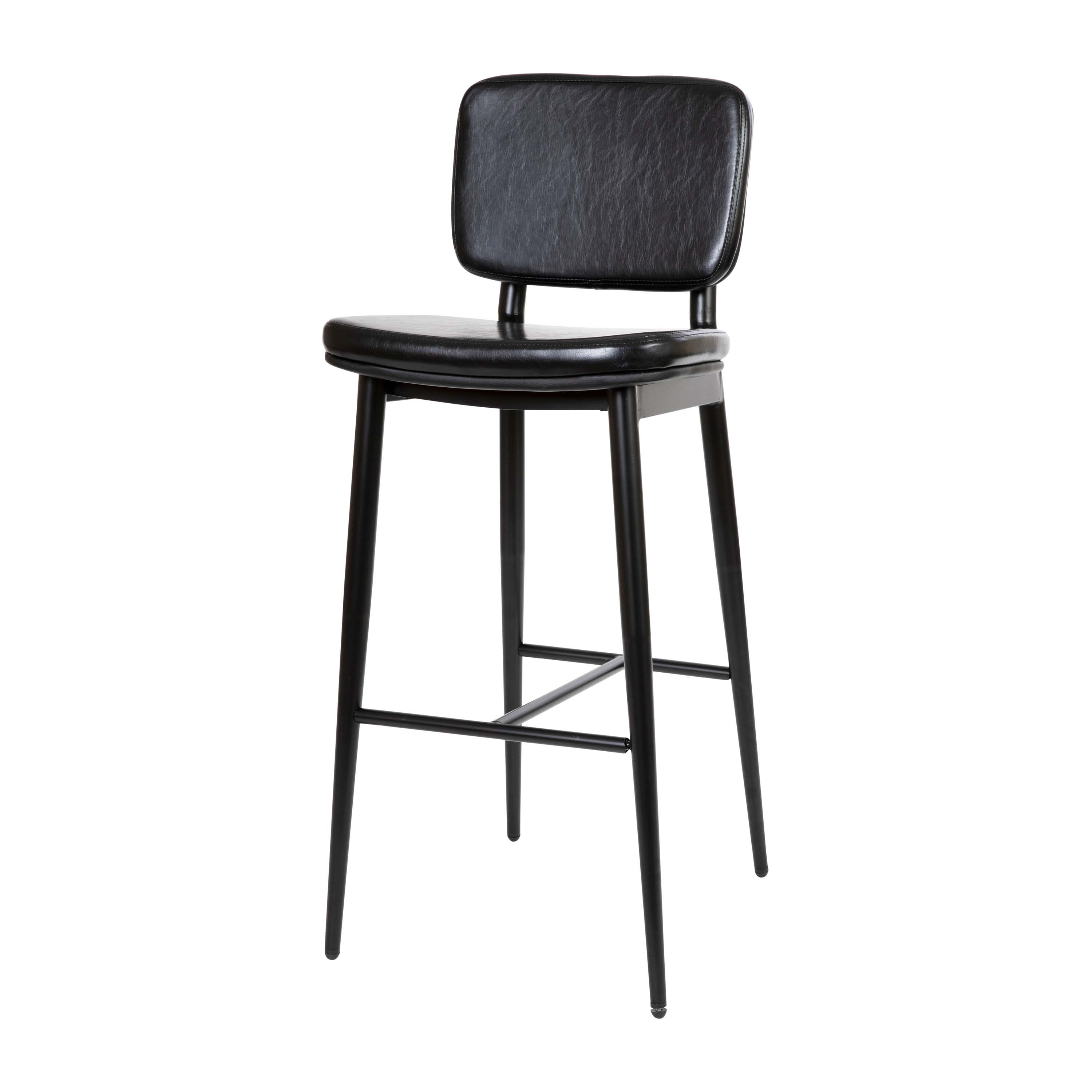 Alt View 20. Alamont Home - Kenzie Commercial Grade Mid-Back Barstools - LeatherSoft Upholstery - Iron Frame with Integrated Footrest - Set of 2 - Black.