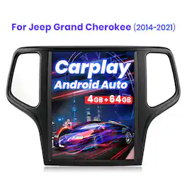 Junsun - carplay 4+64GB 12.1" Android Tesla Style Car Stereo Radio GPS Navi WIFI RDS SWC BT FM For Jeep Grand Cherokee 2014-2021 - Black