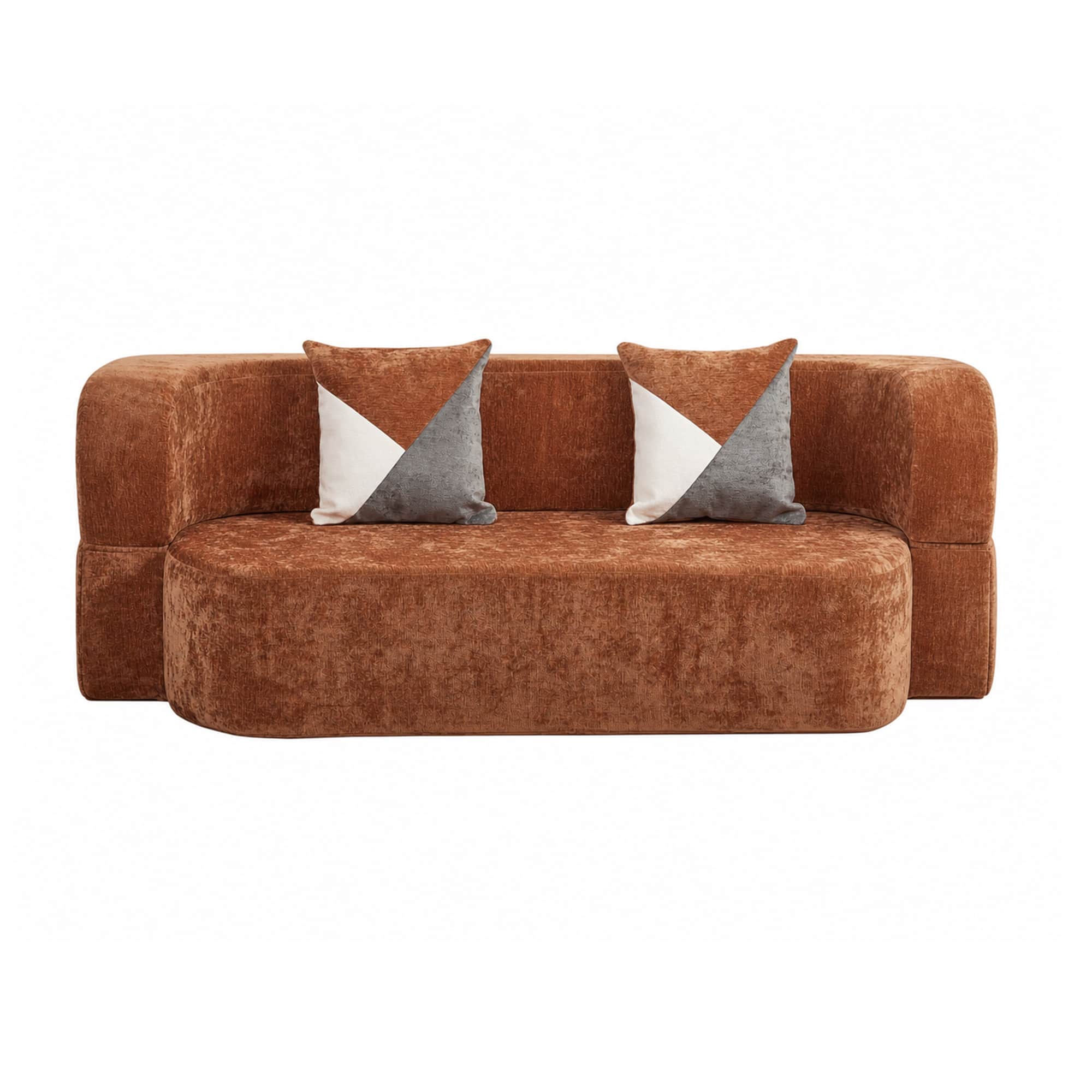 Boyel Living - Eggshell Sofa Bed 78.74" Convertible Boneless Couch with Soft Plush Fabric No Assembly Sleeper Sofa - Brown