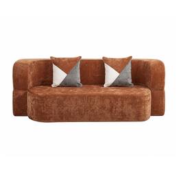 Boyel Living - Eggshell Sofa Bed 78.74" Convertible Boneless Couch with Soft Plush Fabric No Assembly Sleeper Sofa - Brown