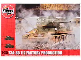 Level 3 Model Kit T34-85 112 Factory Production Tank with 2 Scheme Options 1/35 Plastic Model Kit by Airfix - Multi