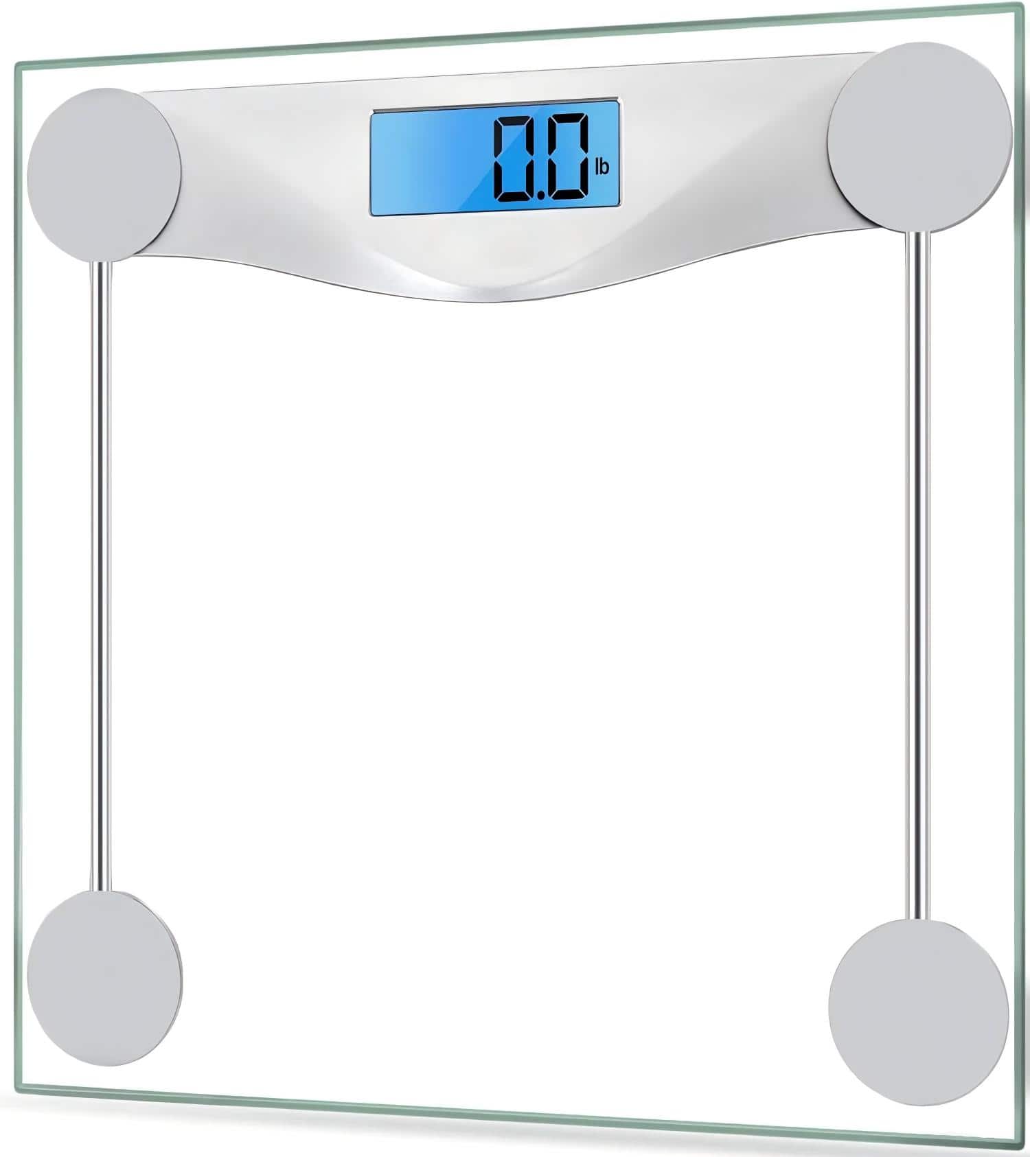 Luckbyte - Digital Bathroom Scale, 400Lb Capacity, High Precision, Tempered Glass, Large Backlit LCD Display - Clear