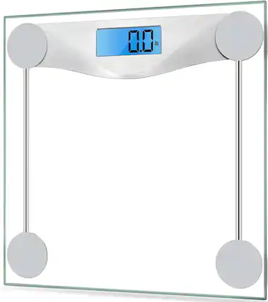Front. Luckbyte - Digital Bathroom Scale, 400Lb Capacity, High Precision, Tempered Glass, Large Backlit LCD Display - Clear.
