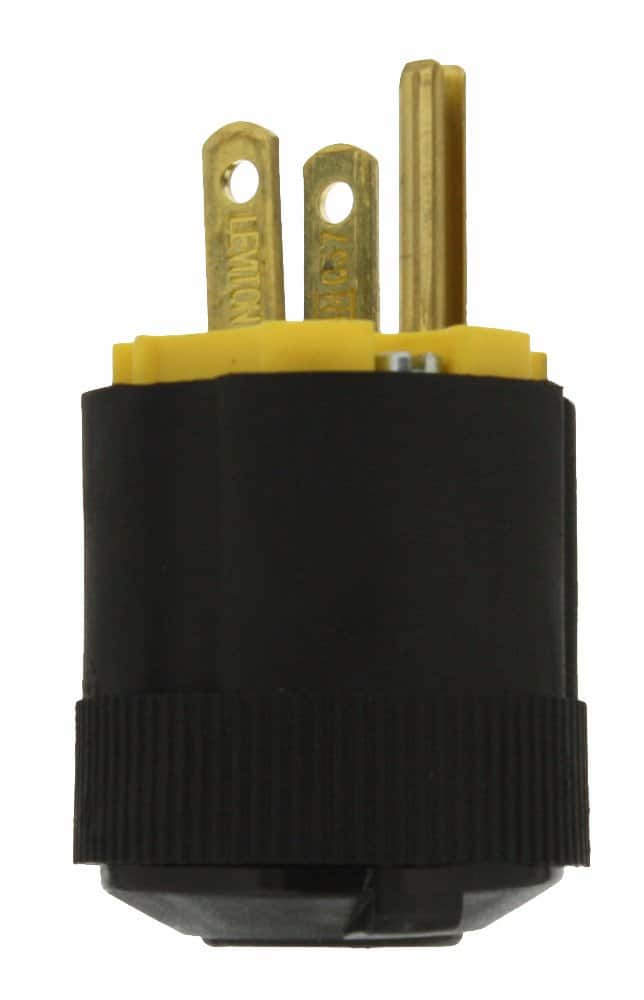 Leviton - Commercial and Residential Rubber Grounding Plug 5-15P 18-14 AWG 2 Pole 3 Wire - Black