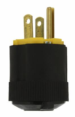 Leviton - Commercial and Residential Rubber Grounding Plug 5-15P 18-14 AWG 2 Pole 3 Wire - Black