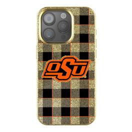 Keyscaper - NCAA - Oklahoma State Cowboys Plaid Bling iPhone Case - 15 - Gold