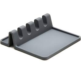 Cheer Collection - Silicone Spoon Rest – Heat-Resistant Utensil Holder with 4 Slots for Kitchen - Gray