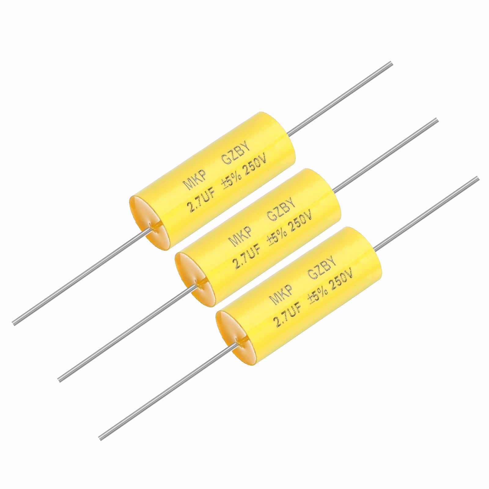 Unique Bargains - 3pcs 2.7uf Frequency Divider Capacitor, 250V Axial Audio Speaker Crossover MKP Film Capacitor - Yellow price history on PriceWatchPro