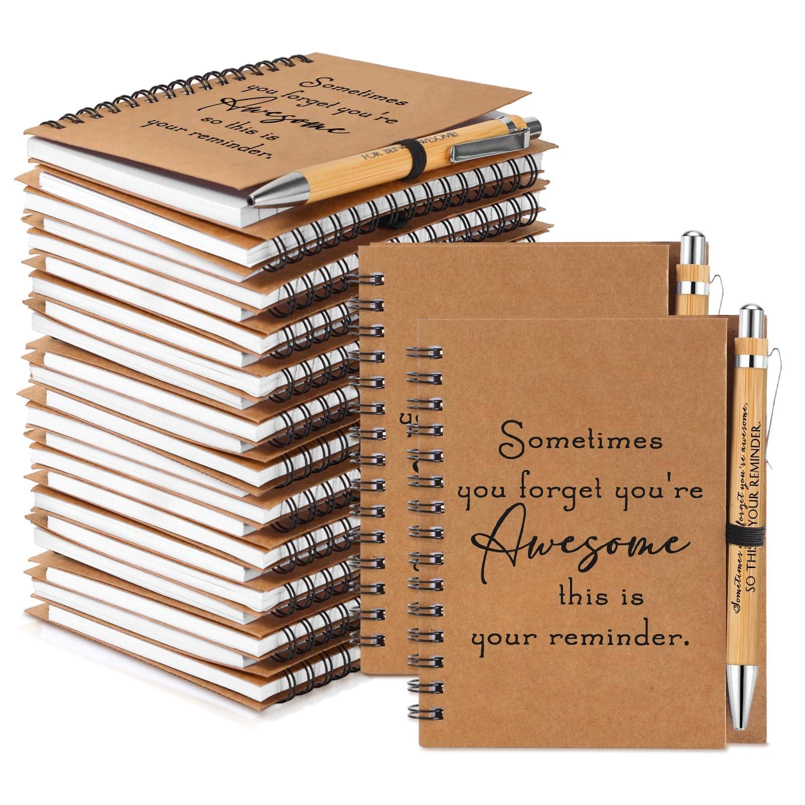 Stylel Star - 50 Sets Spiral Notebooks Employee Thank You Gifts Inspirational Journals With Retractable Pens Bulk Encouragement
