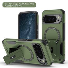 Dteck - Magnetic Rugged Case for Google Pixel 10 Pro with Built-in Kickstand, Shockproof Hybrid Protective Cover - Armygreen