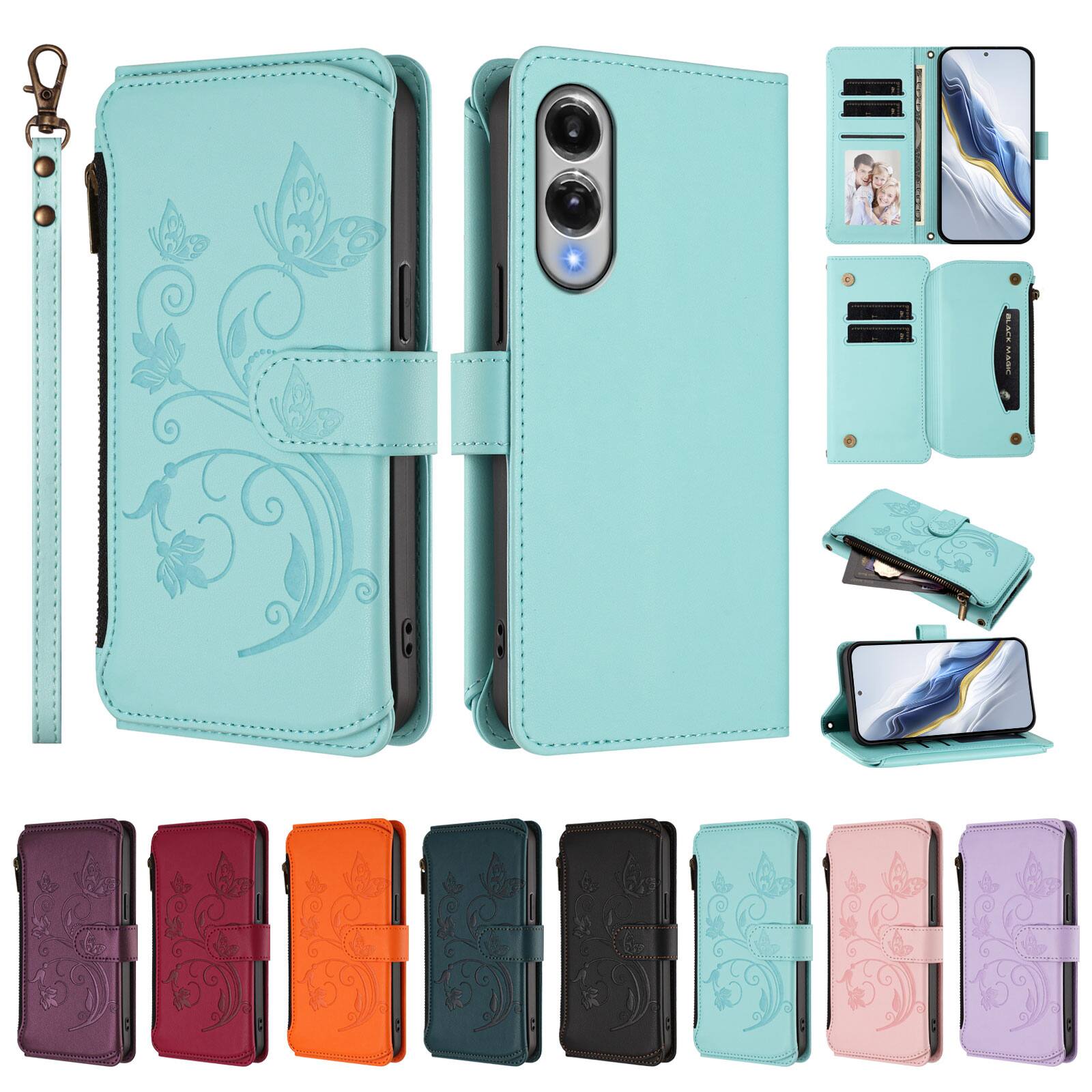 Dteck - Crossbody Wallet Case for Samsung Galaxy S25 Edge,Embossed Butterfly Flower Folio Cover with Zipper Pocket+Strap - Green price history on PriceWatchPro
