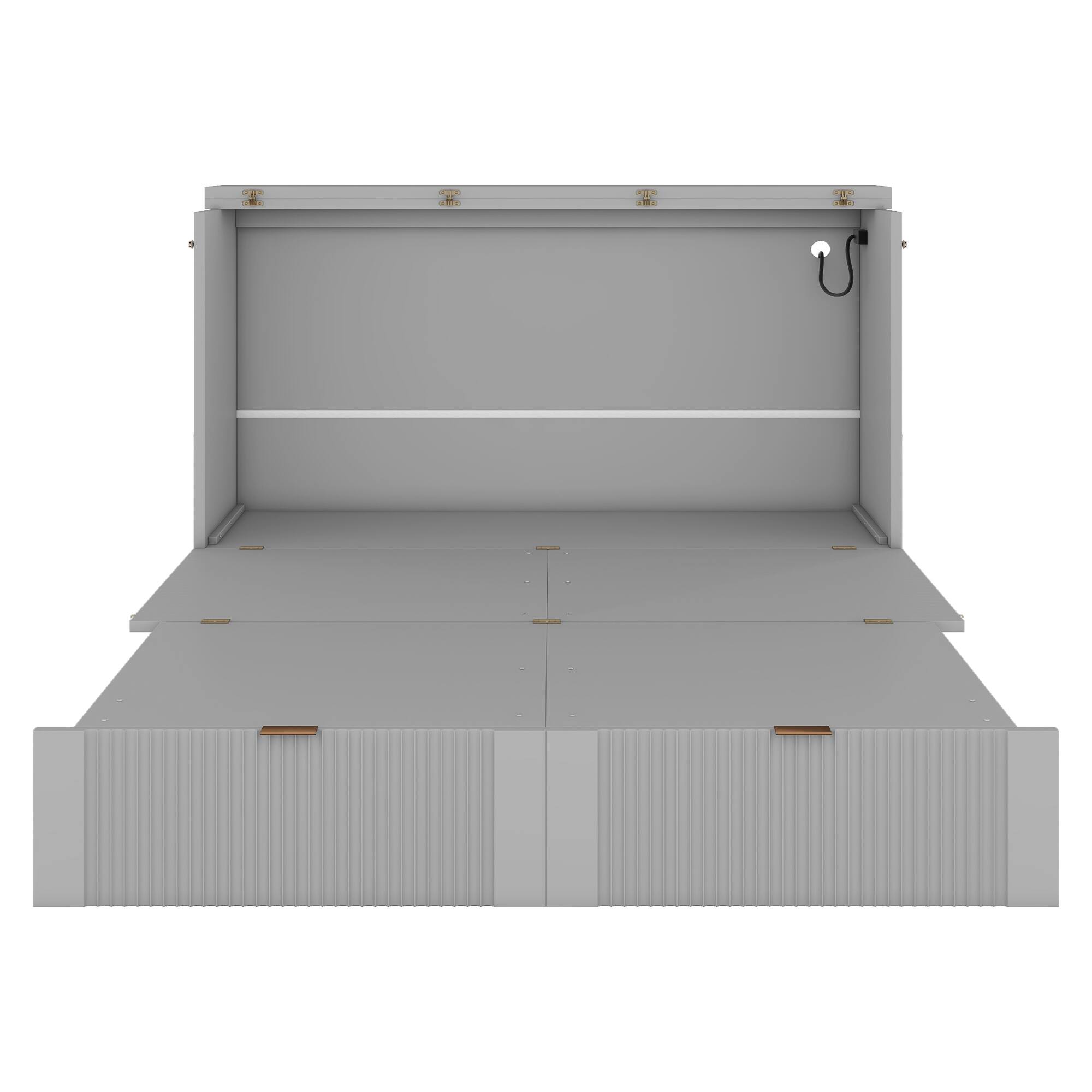 Alt View 10. Tiramisubest - Full Size Murphy Bed, Drawer, Sockets, USB, Pulley, Gray, Plywood - Gray.