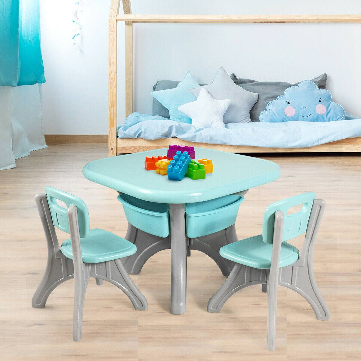 Alt View 3. Gymax - Gymax Children Kids Activity Table Chair Set Play Furniture W/Storage - Grey.