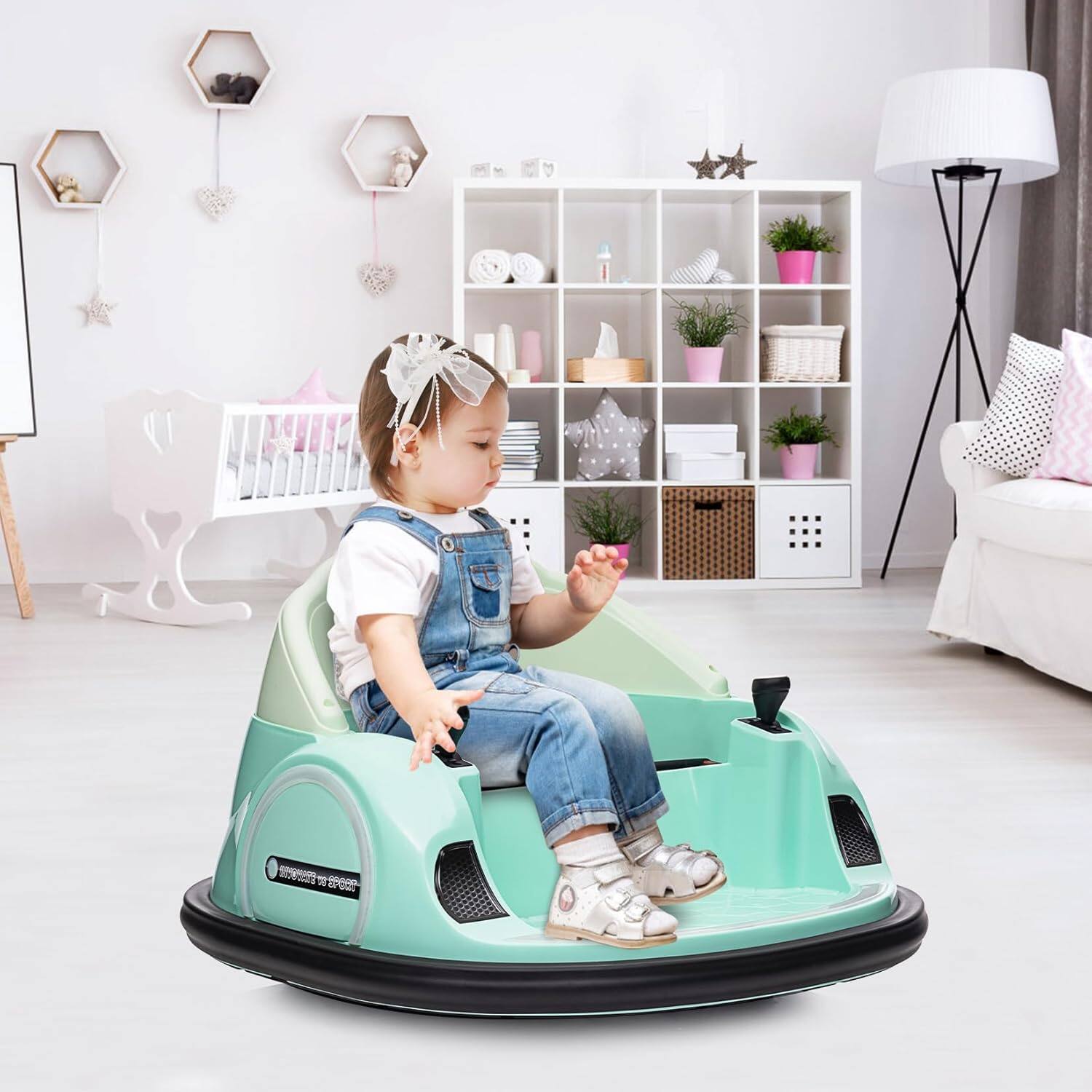 Alt View 3. Homhougo - 12V Kids Ride On Bumper Car Electric Vehicle for Toddlers Ride on Toy Bumping Car with Remote Control, Battery Display.