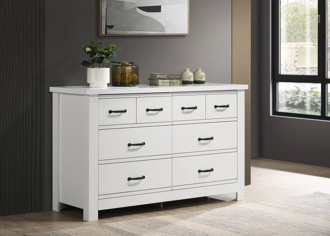Back. Forest'nSky - White Wood 6 drawer 51 in. Wide Chest of Drawers for Living Room - White.