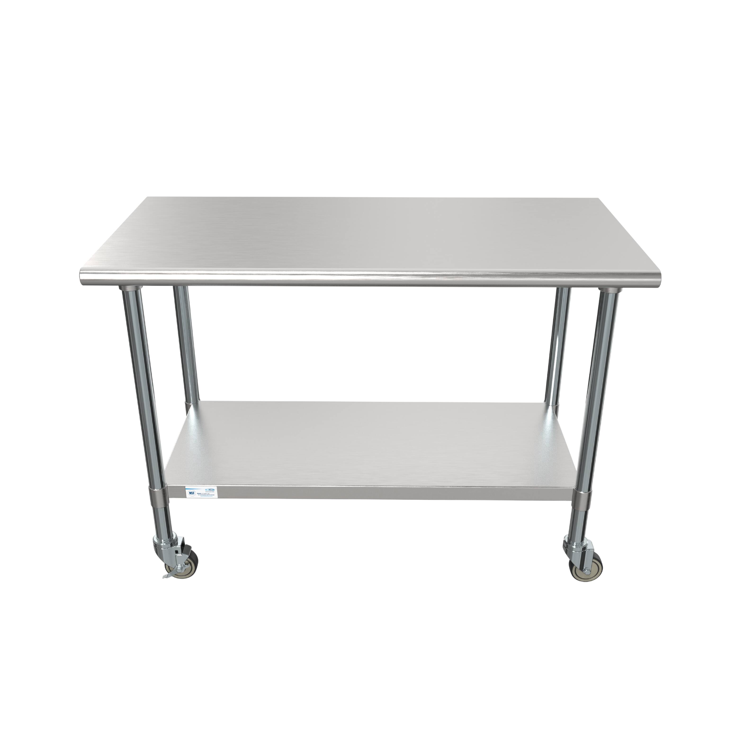 Alt View 2. Koolmore - 24" x 48" 18-Gauge 304 Stainless Steel Commercial Work Table with Casters, CT2448-18C. - Silver.
