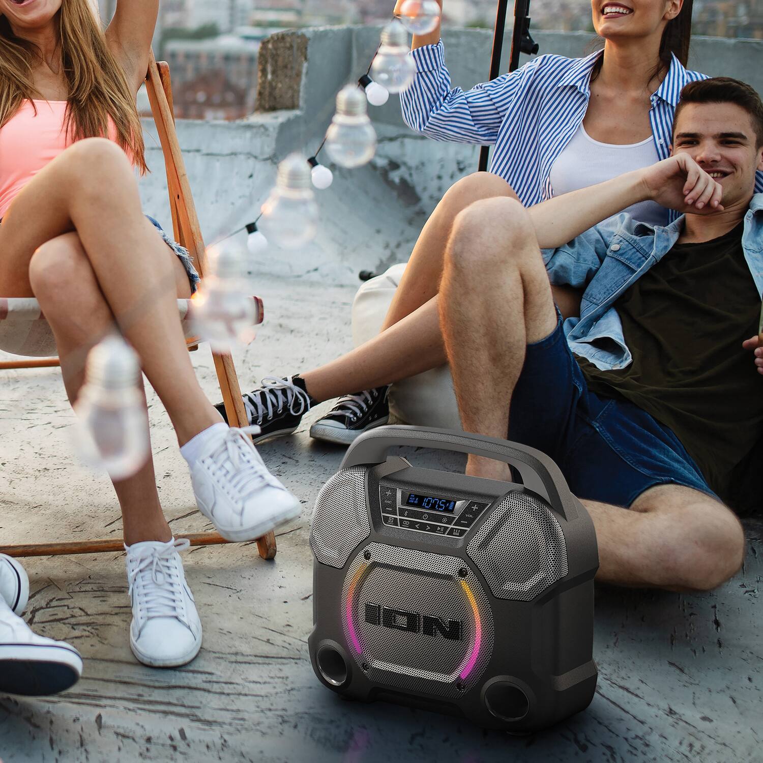 Alt View 1. IONI - Ion Isp165b Trailblazer Roar Portable Bluetooth All-weather Speaker With Stereo-link And Led Lights - Black.