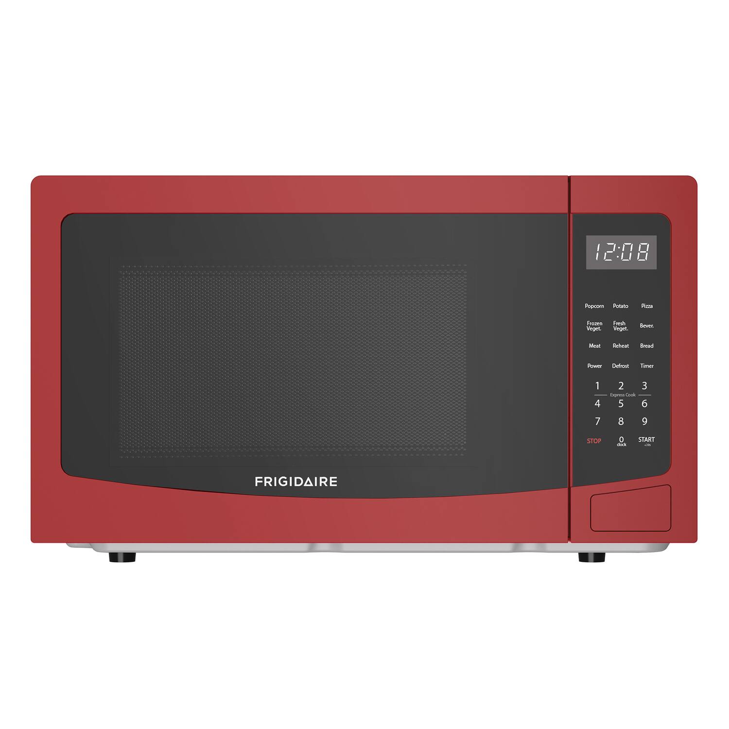 12:08  
Popcorn Potato Pizza  
Frozen Fresh Beverage  
Meat Reheat Bread  
Power Default Timer  
1 2 3  
4 5 6  
7 8 9  
STOP 0 START  
FRIGIDAIRE