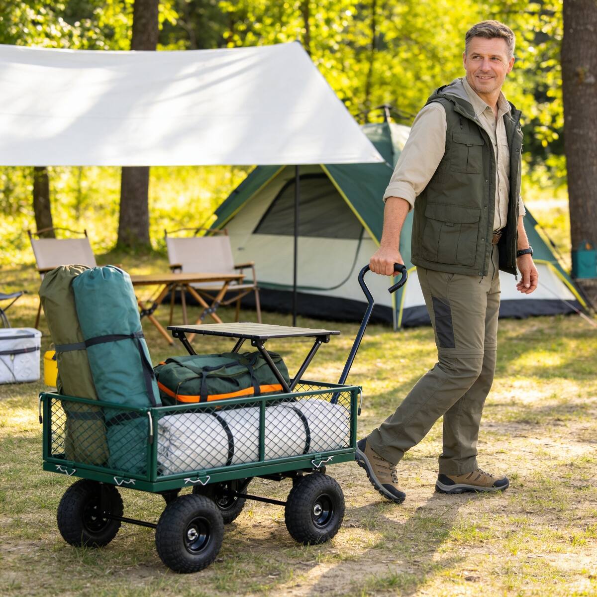 Alt View 10. Loheer - Loheer Heavy Duty Garden Wagon, Green Metal Utility Cart with Removable Sides and 550 lb Capacity.