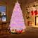 Alt View 11. Costway - 7 FT Flocked Artificial Christmas Tree Hinged with 500 LED Lights 1200 Branch Tips - Pink.