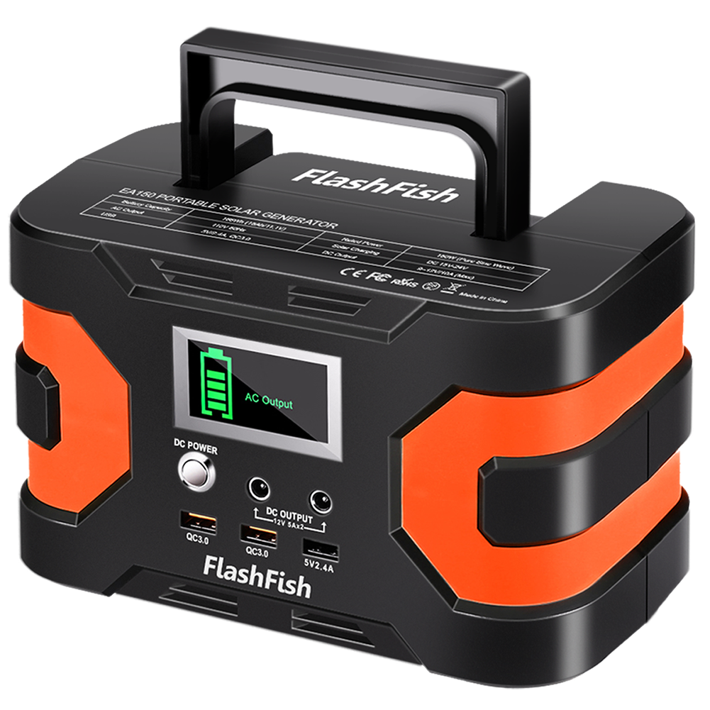 - AU Dand EA150 Sellery Capuoly PORTABLE SOLAR FlashFish SUPAR (18AVIT.1V) GENERATOR ocean Nated Solar Power AND Chipse Charging INI VISAM - Plove) (E FC D-1201904/MNN) (Mxx) ASHS Chaw
- AC Output
- DC POWER
- Love DC OUTPUT 12V QC3.0 QC3.0 FlashFish 5V2.4A