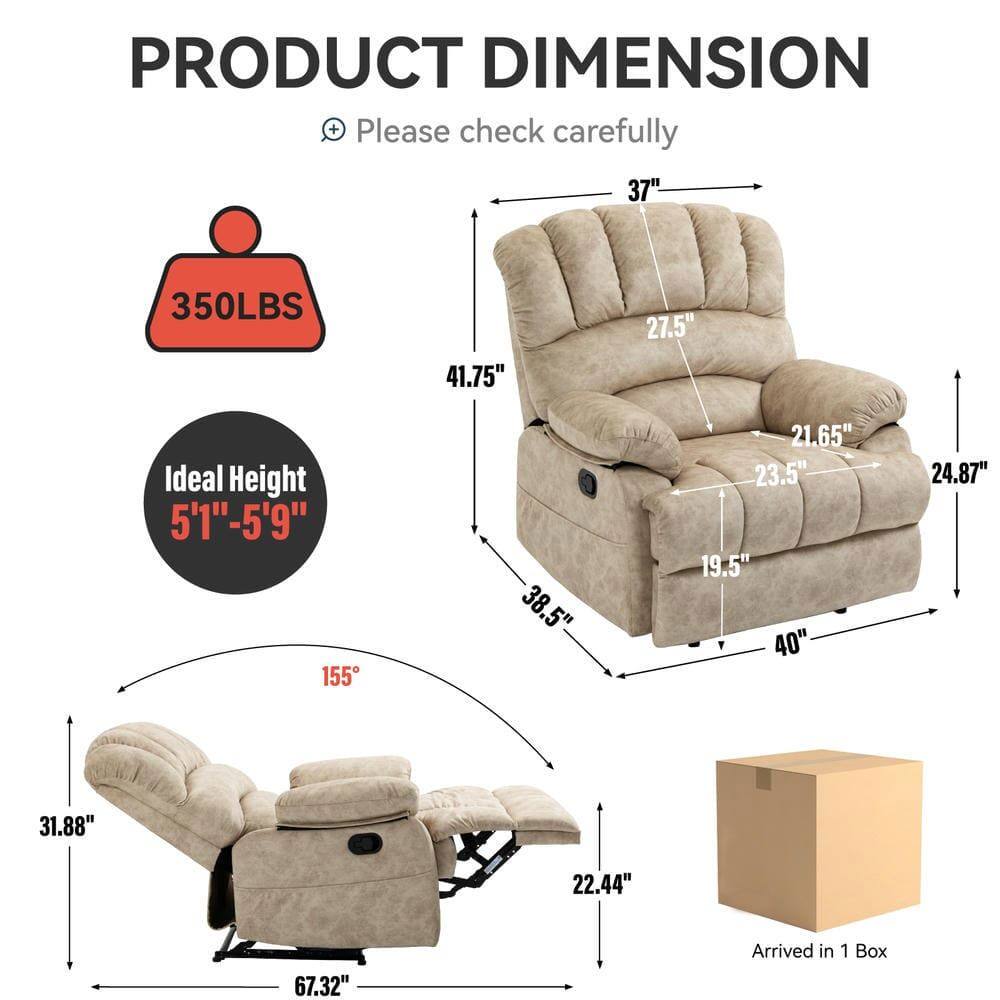 PRODUCT DIMENSION  
Please check carefully  

350LBS  

Ideal Height 5'1"-5'9"  

37"  
41.75"  
27.5"  
21.65"  
23.5"  
19.5"  
40"  
24.87"  
31.88"  
22.44"  
67.32"  

Arrived in 1 Box