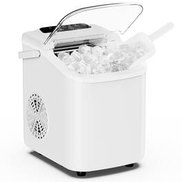 Bestier - Portable Ice Makers Countertop, 9 Cubes in 6 Mins, with Basket & Spoon, 2 Ice Sizes - White