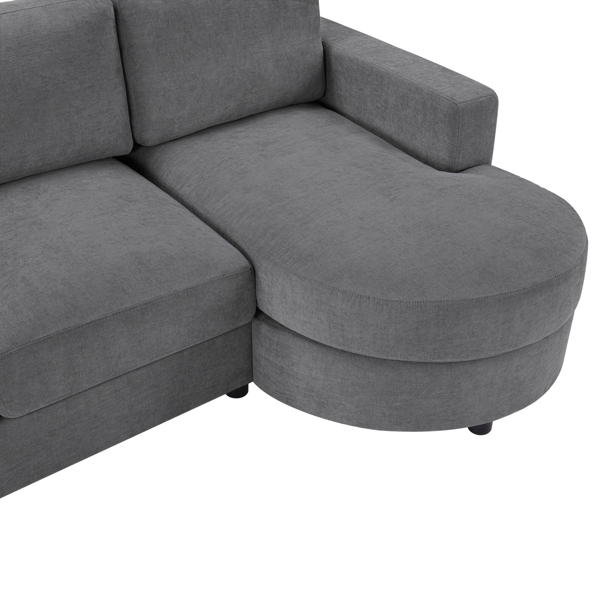 Alt View 8. Boyel Living - Modern 84.6 inch Sectional L-shaped Sofa Couch with Curved Chaise Lounge USB Ports and Side Storage Pockets in Gray - Gray.