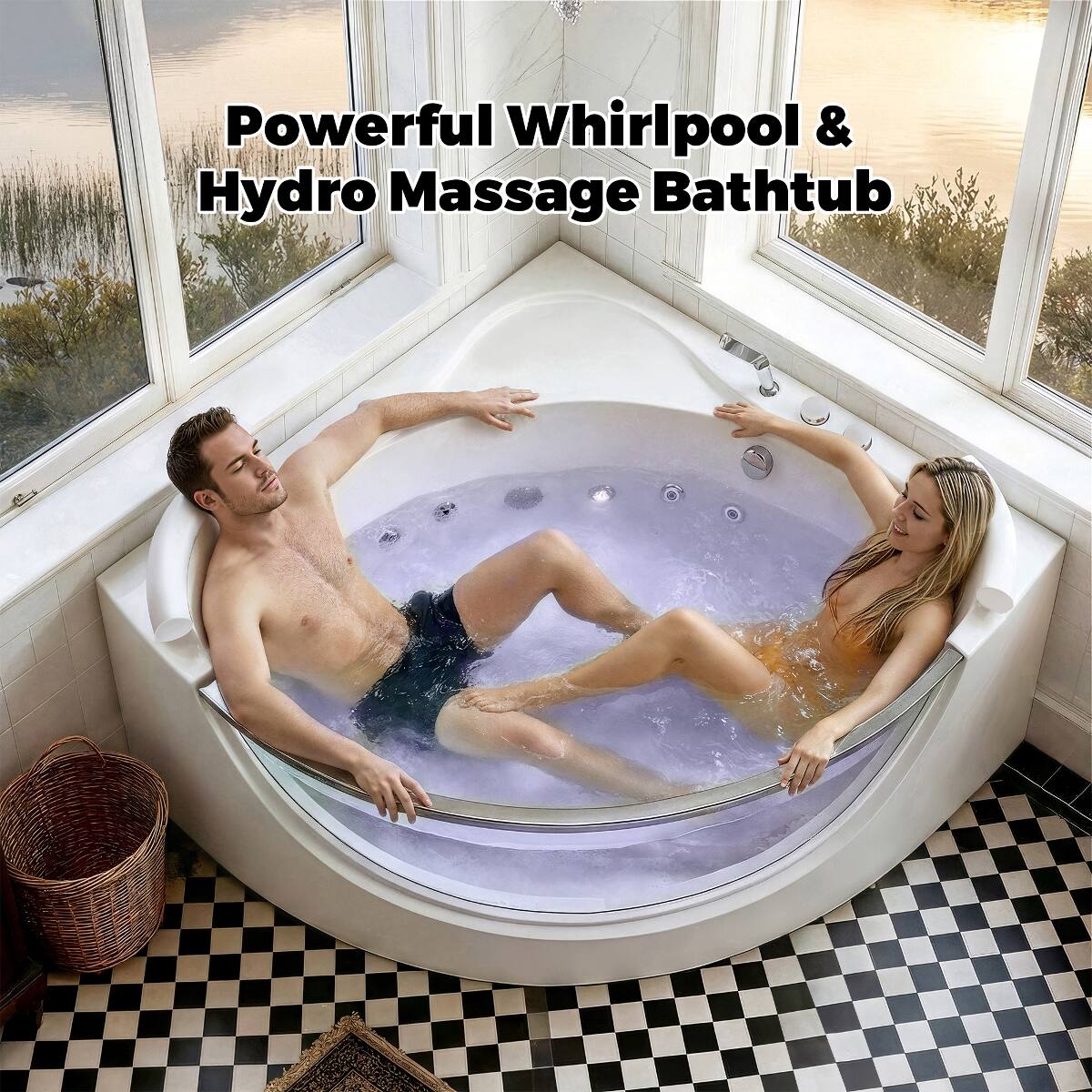 Powerful Whirlpool & Hydro Massage Bathtub