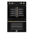 Forno Appliances - Asti 7.36 Cu. Ft. Electric Double Wall Oven with Upper French Doors and Antique Brass Accents - Black
