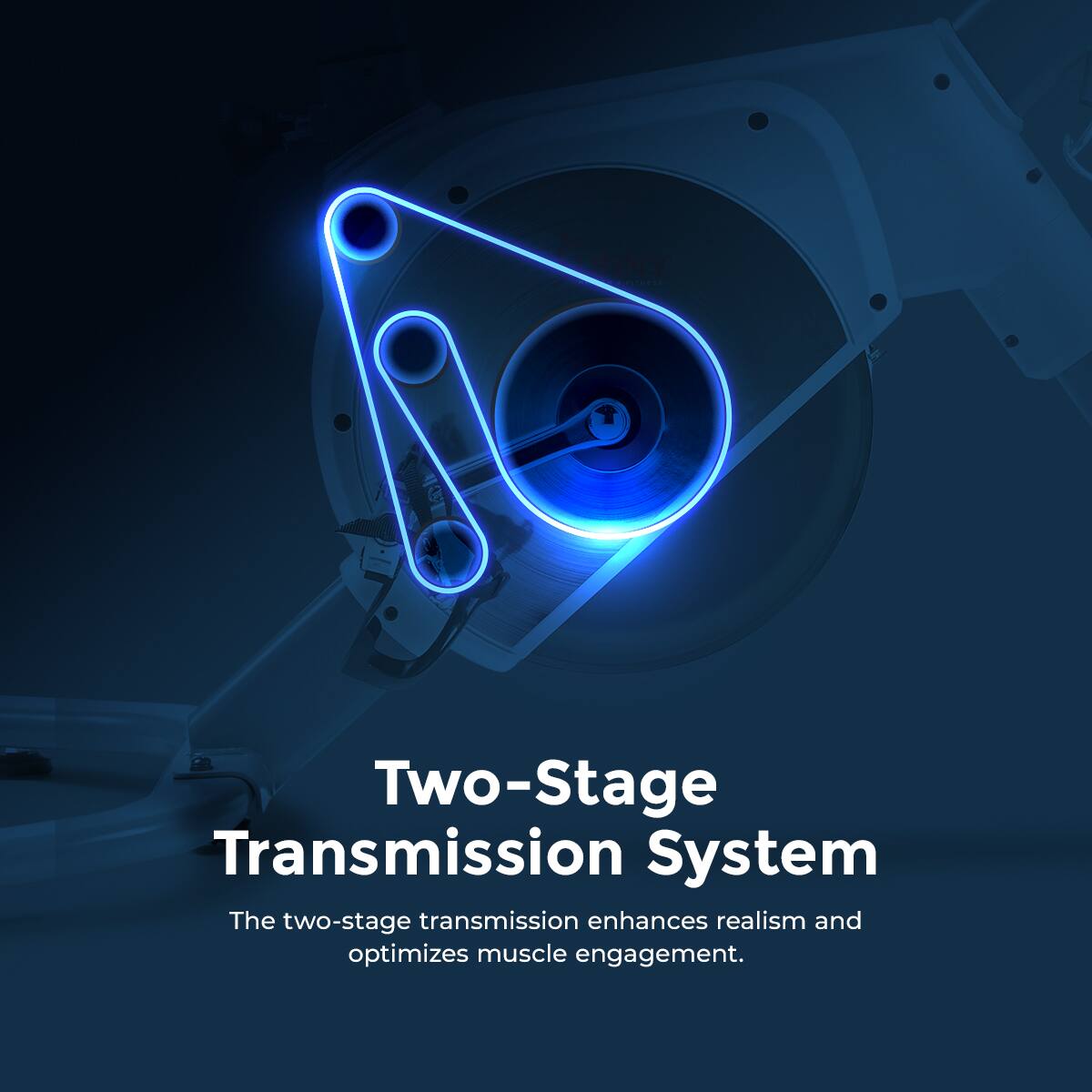 NNY Two-Stage Transmission System The two-stage transmission enhances realism and optimizes muscle engagement.