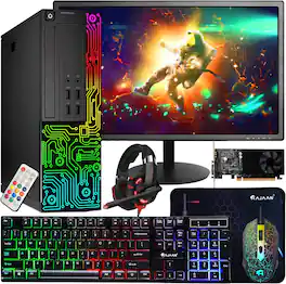 Dell - Refurbished Excellent - OptiPlex RGB Gaming PC Combo, Intel Core i7, GeForce GT 1030 2G, 16GB RAM, 512GB SSD, 24'' Monitor, WiFi, Win11 Pro - Black