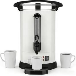 Babevy - 100 Cup (14L/3.8Gal) Commercial Coffee Urn, Double Wall, Stainless Steel, Dispenser for Buffet Catering - White