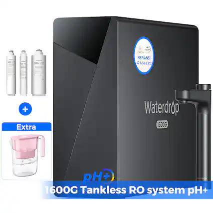 | WI-2 - WOHFIA - - x16-F3 | | | I I C - - - - 1 NSF/ANSI 42 & 58 & 372 + Extra Waterdrop 1600G Tankless RO system pH+