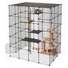 Front. VEVOR - Cat Cage 5-Tier 55"x40.98"x68.98" DIY Cat Playpen Indoor Enclosure, Detachable Metal Wire Kennel Crate with 5 Doors - Black.