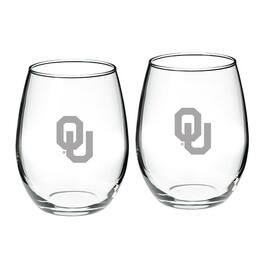 Jardine - Oklahoma Sooners 21oz. 2-Piece Stemless Wine Glass Set - Multicolor