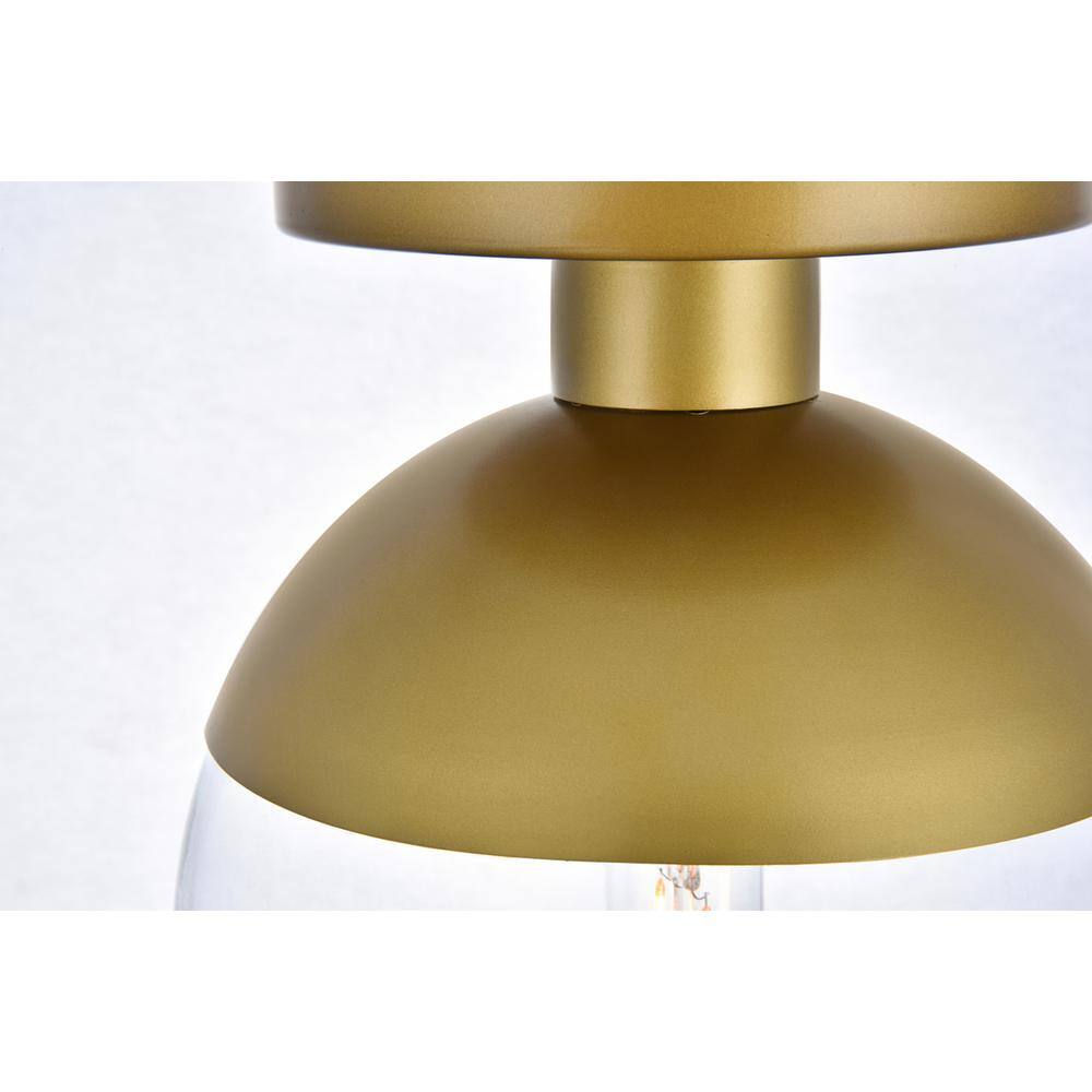 Back. Living District - Eclipse 1 Light Brass Flush Mount With Clear Glass - Brass And Clear.